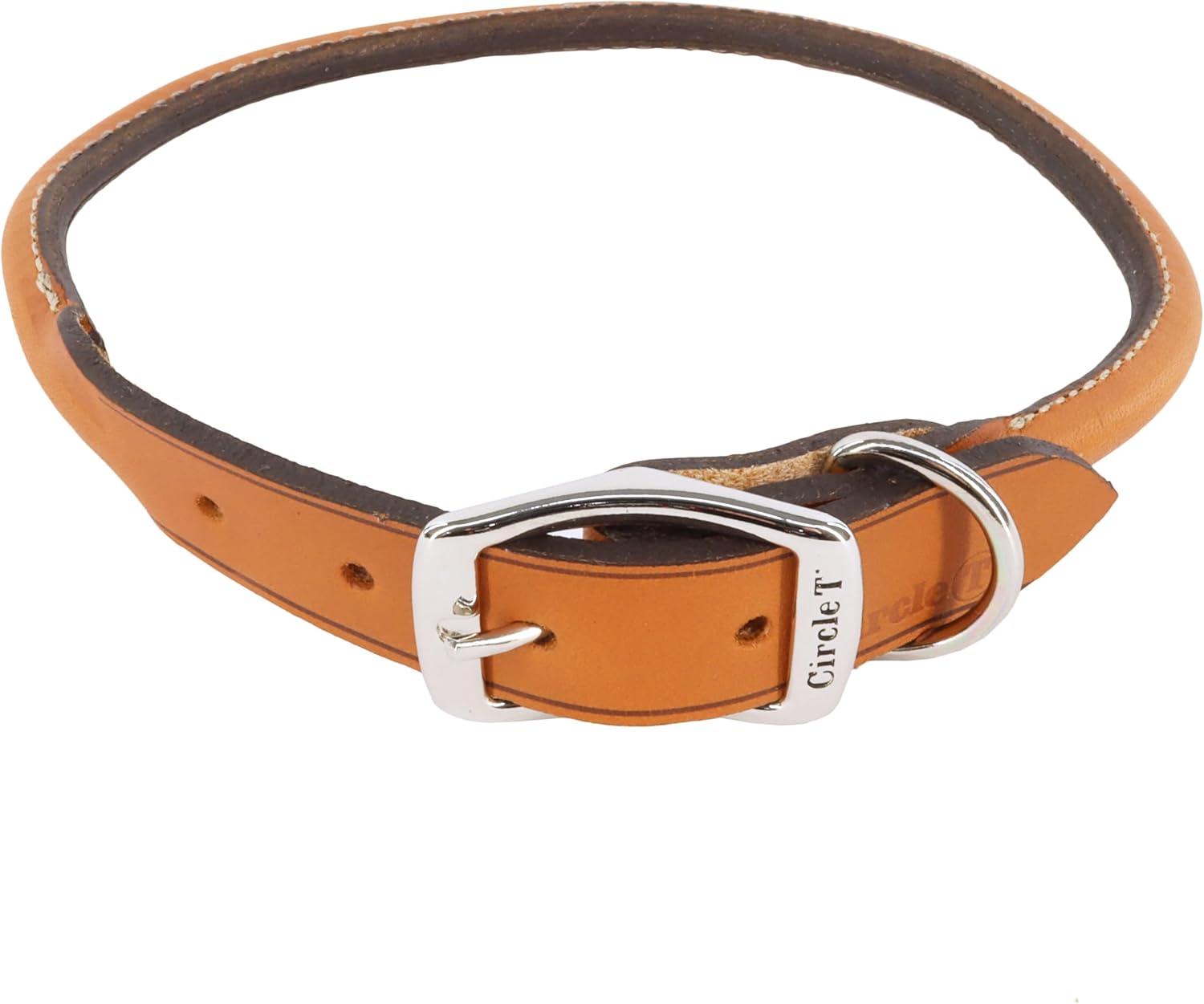 Coastal Pet – Circle T Oak Tanned Leather Round Dog Collar – Comfortable for Dogs with Long Hair or Sensitive Skin – Pet Collar Made from Full-Grain Leather – Tan, 5/8″ x 16″