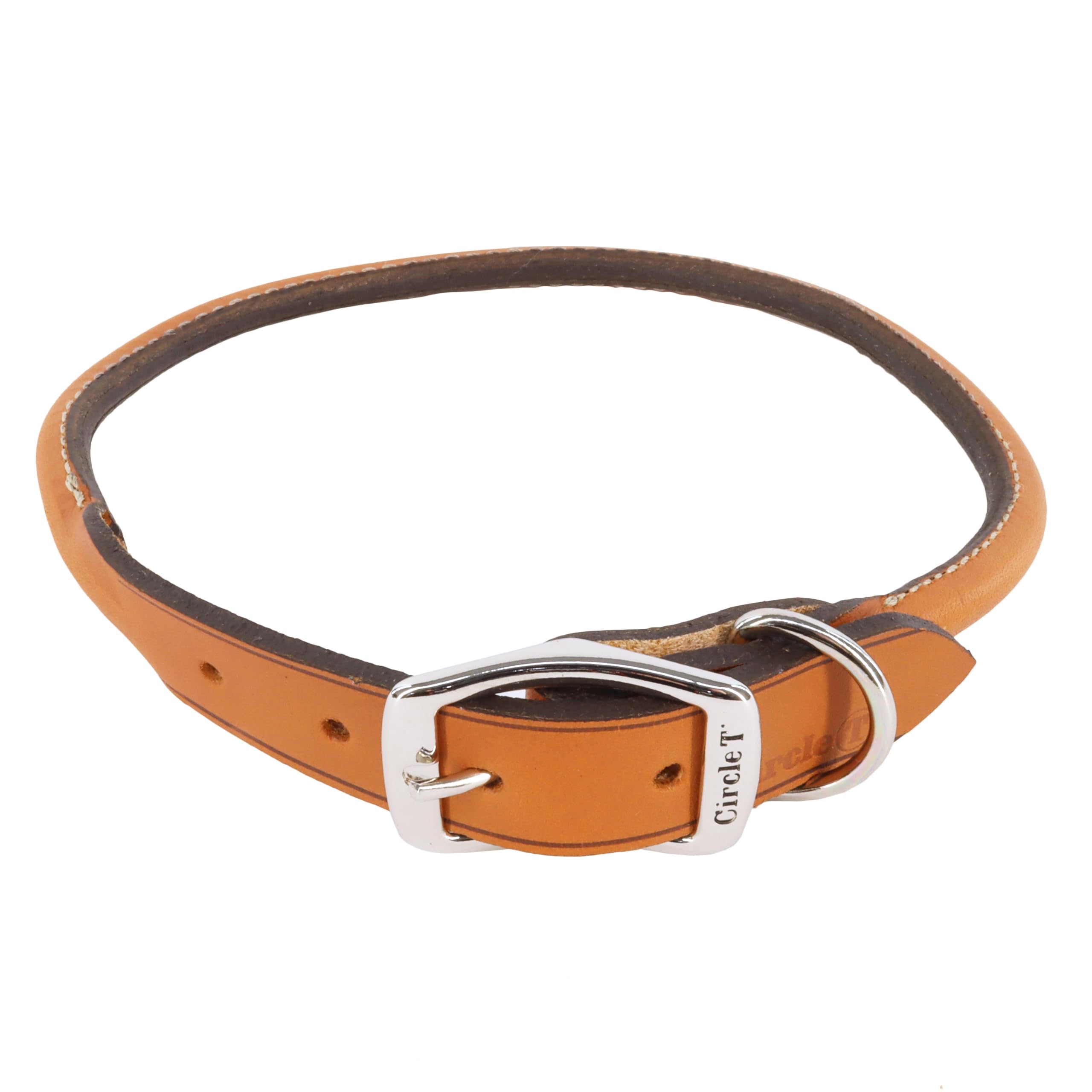 Collier rond chien cuir cercle t chêne tanné anti noeuds pour poils longs