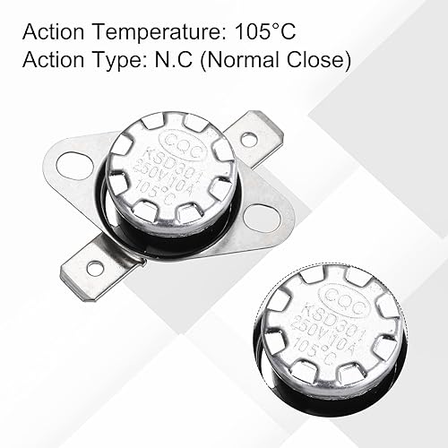 Miniatura 86 de uxcell KSD301 Termostato 221.0 °F/221 ° F 10 A Normalmente Cerrado N.C Ajuste Snap Disc Interruptor de temperatura para microondas, horno, cafeteras