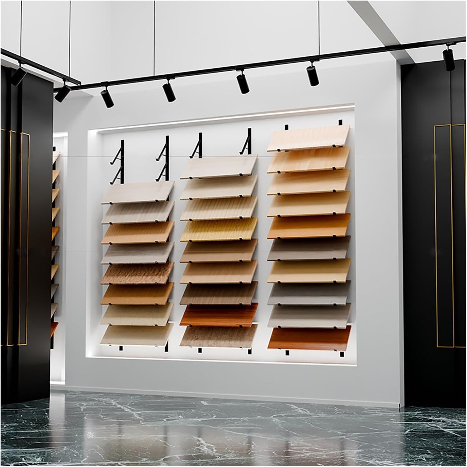 3 Pcs Wall-Mounted Multi-Layer Tile Display Rack for Building Material Samples, Perfect for Showrooms, Trade Shows, and Craft Exhibitions (31cm/12.2in)