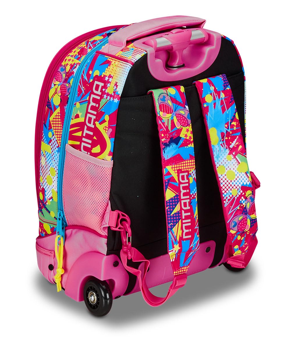 Mitama Trolley Run Scuola Butterfly,Doppio Scomparto, Rosa, Scuola Elementare e Tempo Libero, Bambina Ragazza
