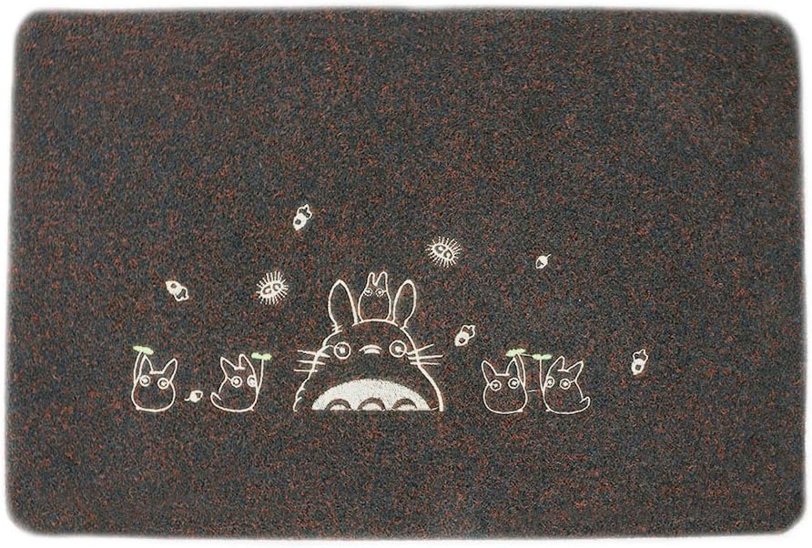 Door Mat, Dadoudou Washable Fabric Non-slip Doormat Entrance Rug Floor Mats for Home Clean Absorbent Totoro Design 15.5-Inch by 23.5-Inch (Black/Brown)