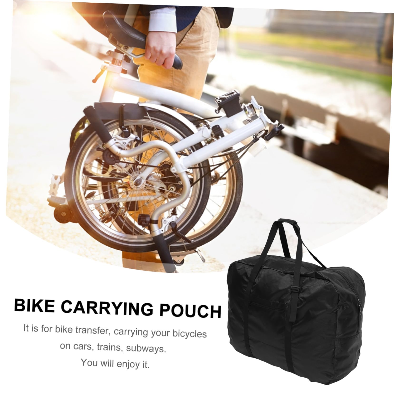 GANAZONO Borsa Pieghevole per Bicicletta Portatile Copertura Resistente Antigraffio per Trasporto e Protezione Bici Pieghevoli Adatta per Manubrio Portapacchi e Spalle Facile da Pulire