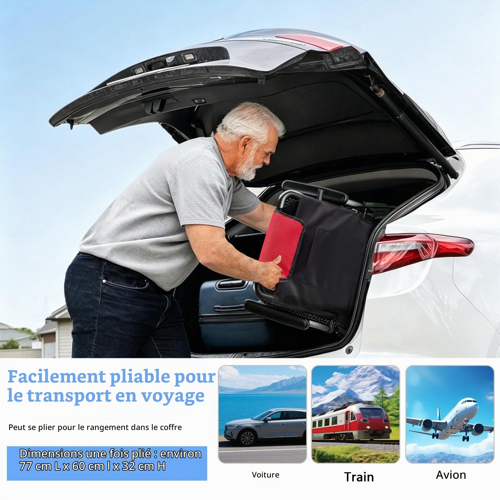 Fauteuil Roulant Électrique Pliable pour Adultes, Autonomie De 21 Km, Fauteuil Roulant Électrique Léger Aide À La Mobilité Tout-Terrain pour Les Personnes Âgées Et Handicapées