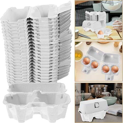 Miniatura 4 de 24 cartones de huevos  2 cajas en blanco para huevos, cestas reutilizables para almacenamiento en el patio trasero, papel de pulpa natural