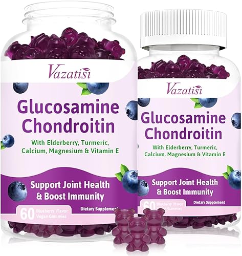 Miniatura 8 de Gomitas de condroitina de glucosamina, 1500 mg de glucosamina con MSM calcio y boswellia, cartílago de apoyo, estructura articular y tejido,