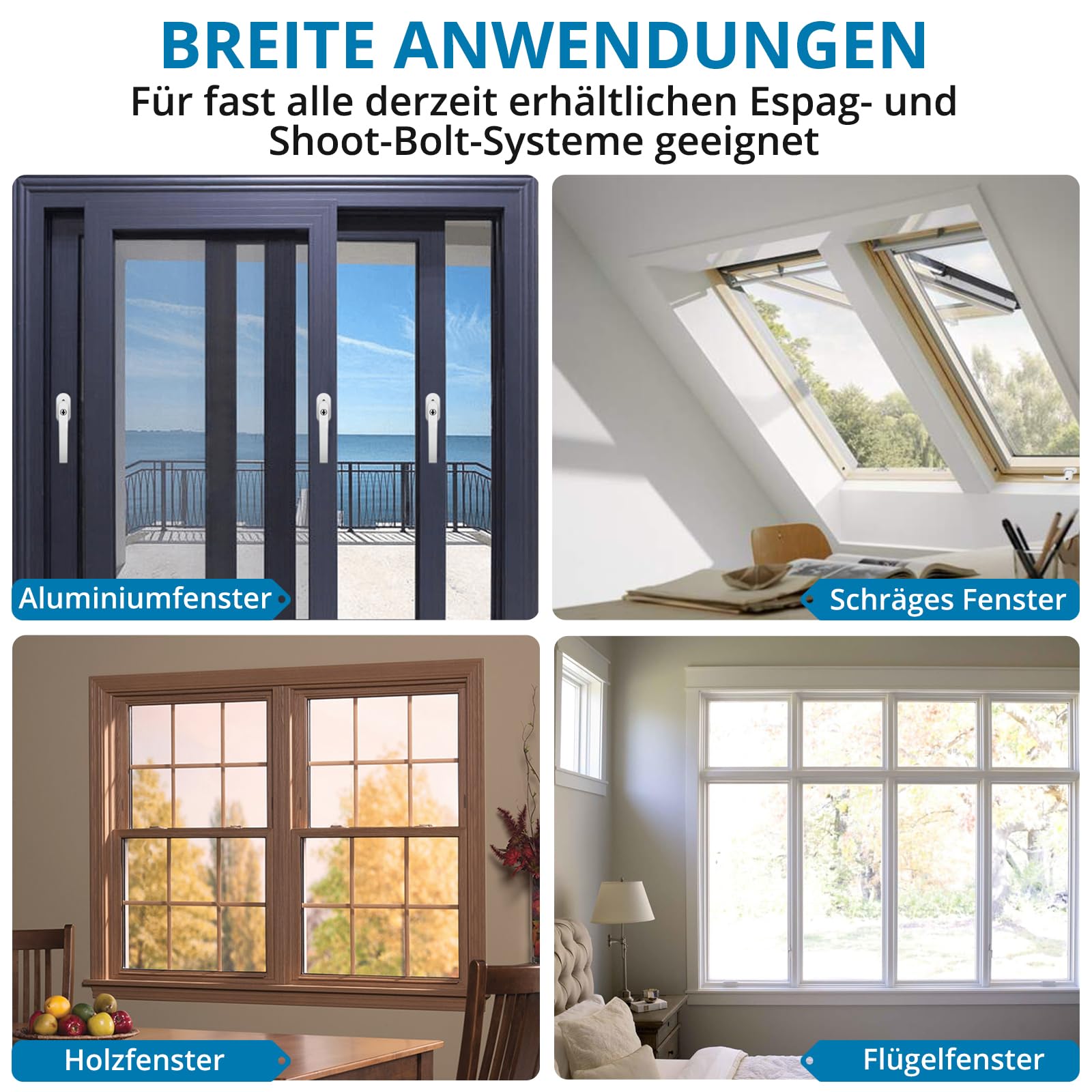 AUTOUTLET Fenstergriffe abschließbar, 10pcs Fenstersicherung Kinder Fensterschloss Aluminium in Stiftlänge 35mm, abschliessbarer Fenstergriff mit 20 Schlüsseln für Fenstertür Balkontür usw (Weiß)