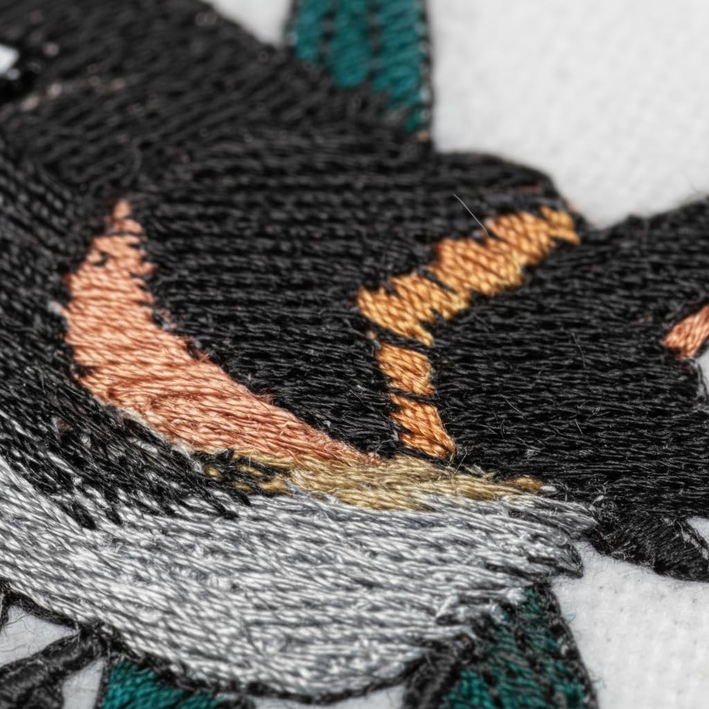 BeyondVision Nature Weaved in Threads, Amazing Birds Kingdom [American Redstart and Crocus Circle [Custom and Unique] Embroidered Iron on/Sew Patch [5" *5"] [Made in USA]