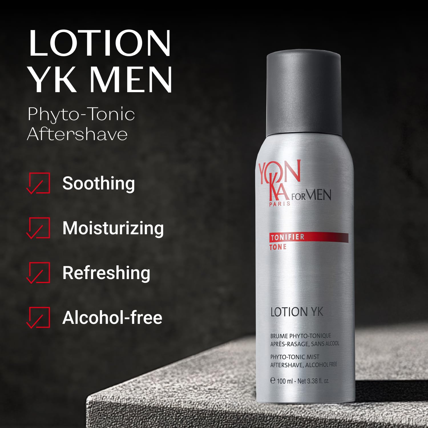 Yonka Men's Lotion Phyto-Tonic | Alcohol-Free Aftershave Spray & Soothing Toner | Revitalizing Daily Care for All Skin Types | 3.38 fl oz