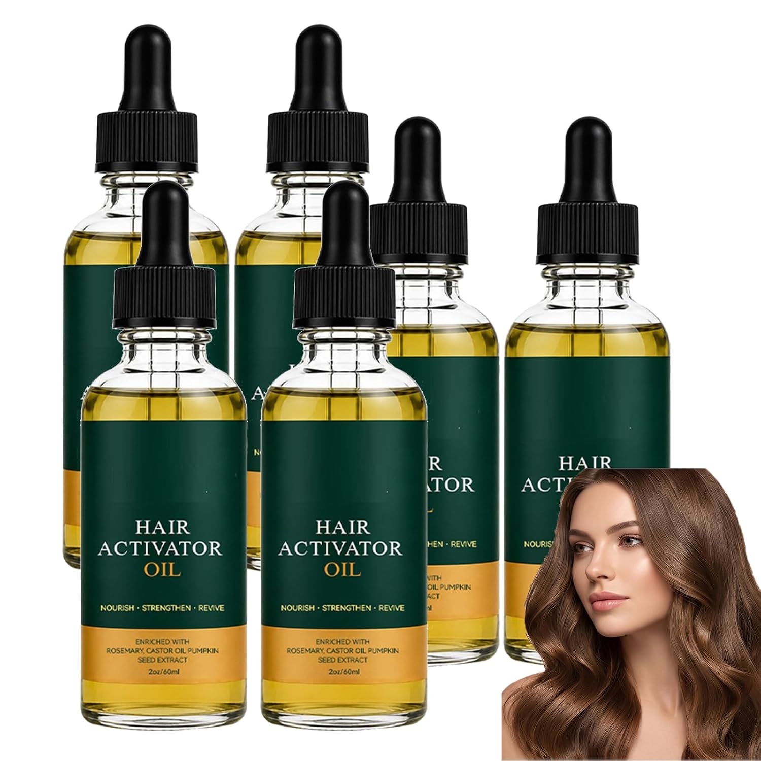 Rosemary Oil for Hair Strengthening, Lightweight Hair Serum with Rosemary Oil, Hairs Oils for Frizzy Hairs (6pcs)