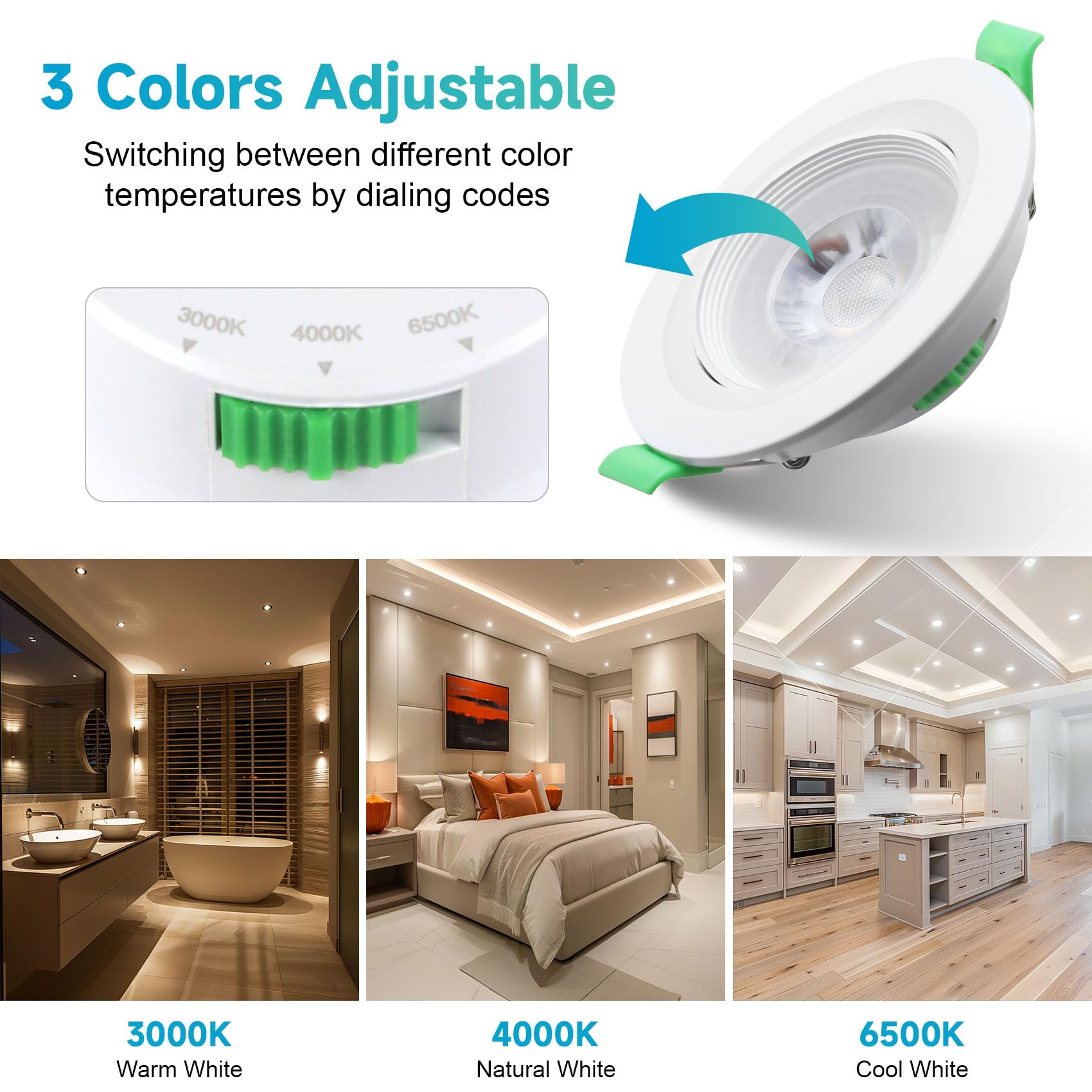 LED Downlights Dimmable 7W Ultra Slim, 30° Swivel LED Recessed Ceiling Lights - Image 3
