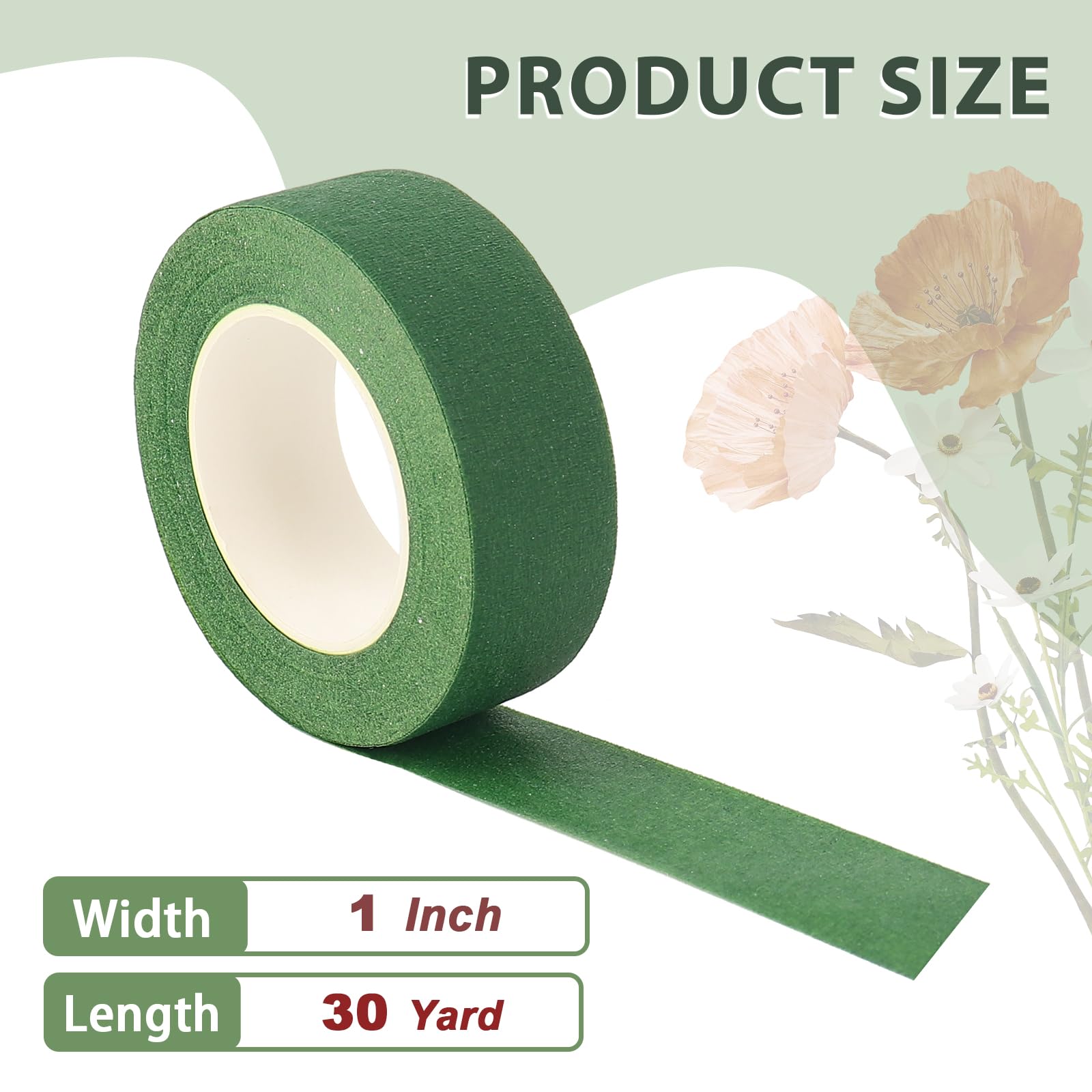 2,5 cm grünes Blumenband, Blumenband für frische Blumen, Blumenstraußverpackungen und Blumenhandwerk (4)