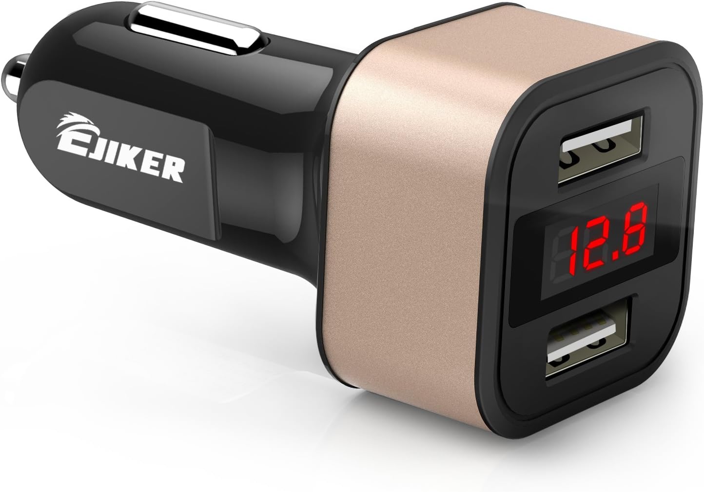 EJIKER USB Car Charger, 3.1A/15.5W USB Car Adapter Chargers with Dual Port Digital Protection System for iPhone, iPad, iPod, Samsung, Android, Galaxy S9, LG, Nexus, HTC - Rose Gold