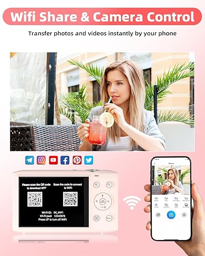 Miniatura 5 de Cámara digital 5K para fotografía, 72MP de enfoque automático WiFi Vlogging cámara para video de YouTube con zoom digital 16X, cámara compacta flash