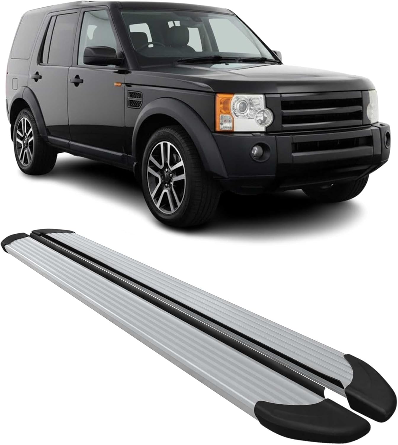 OMAC Running Boards Side Step Nerf Bars for Land Rover LR3 2005-2009 Alu Silver 2X