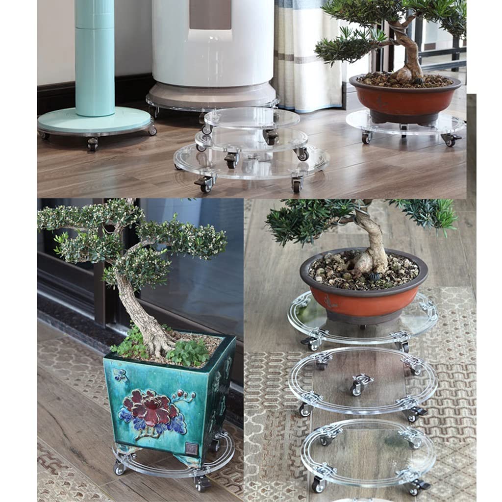 Plateau Acrylique Transparent à Roulettes Byepica - 30x20 Cm - Support Mobile Pour Cafetière, Plantes, Robot Cuisine Avec Clips De Fixation