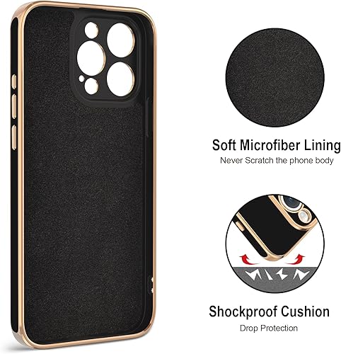 Miniatura 3 de Hython Funda para iPhone 15 Pro con soporte de anillo, soporte de anillo giratorio de 360, soporte magnético, chapado en oro rosa, cubierta suave,