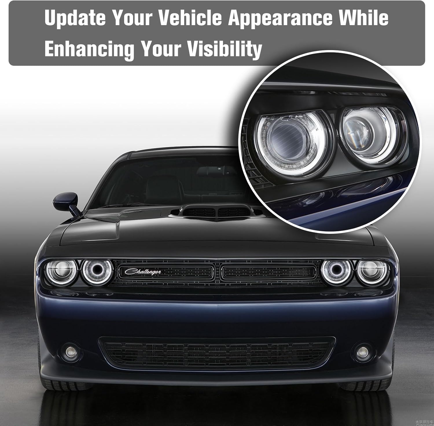 Dodge Challenger Headlights Bulbs, LED Headlamps Air Inserts Assembly Compatible with 2015-2020 Dodge Challenger, Plug and Play, Super Bright Red and White Lights(White, 2PCS)