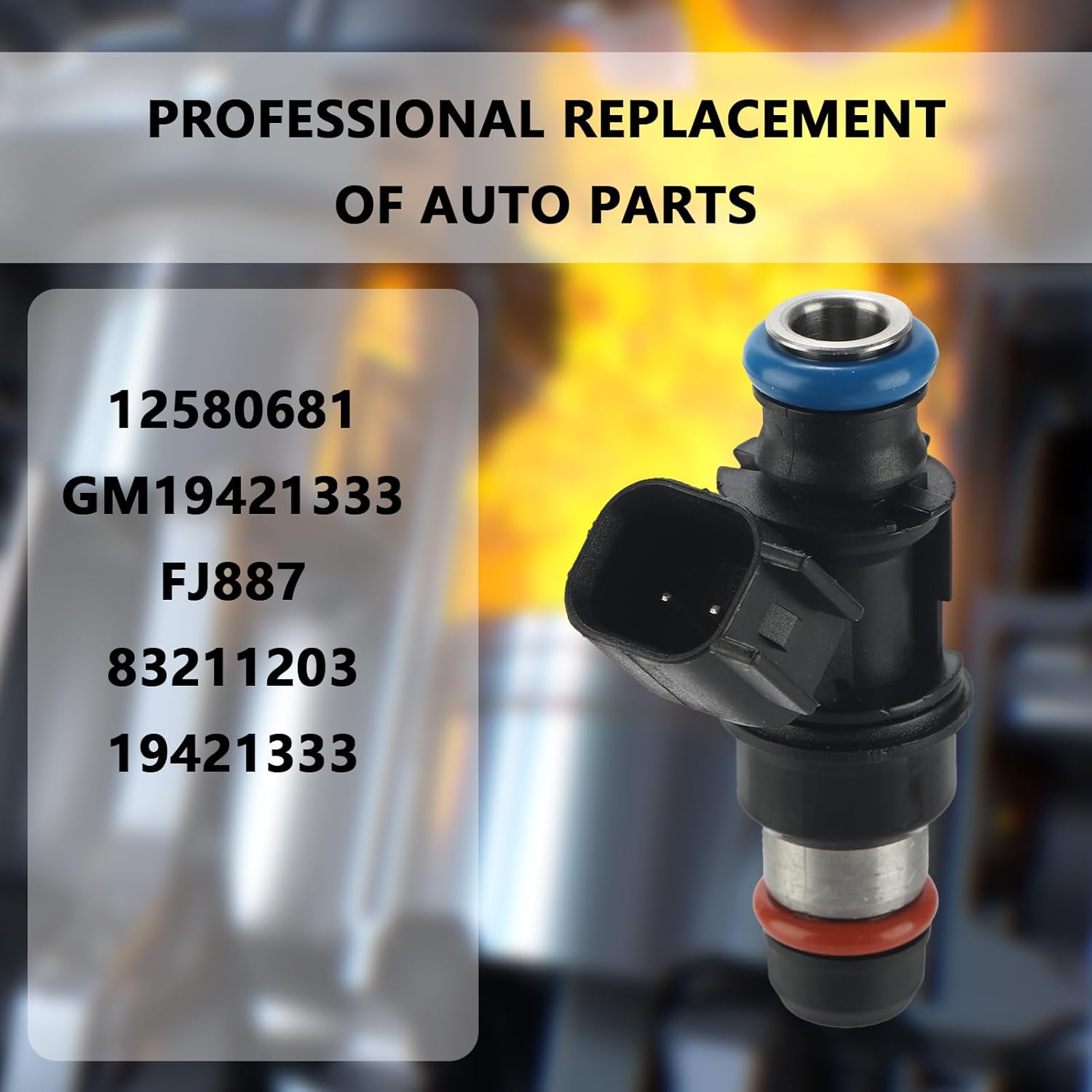 12580681 Fuel Injectors (Set of 8) Compatible with Chevy 4.8L 5.3L Tahoe Silverado 1500 Express 2500 2007 2008 2009,Compatible w/GMC 4.8L 5.3L 6.0L Yukon Xl Sierra 1500 (2 Holes) for # FJ887 83211203