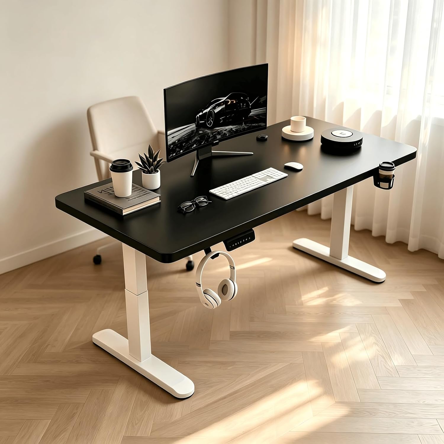 Height Adjustable Electric Standing Desk, Motorized Computer Table