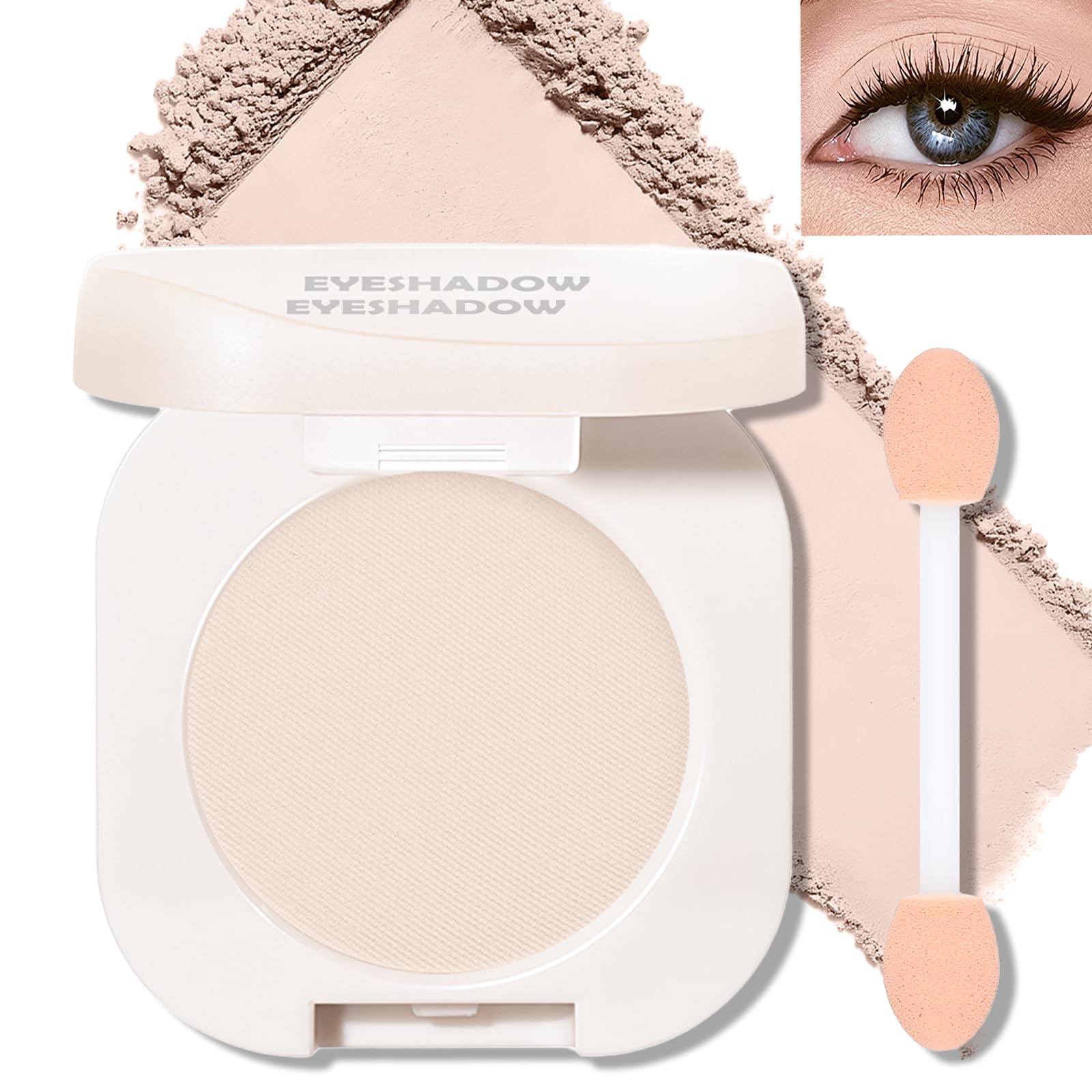 Beige Matte Eyeshadow Palette for Older Women, Compact Pressed Powder B01#Off White Matte