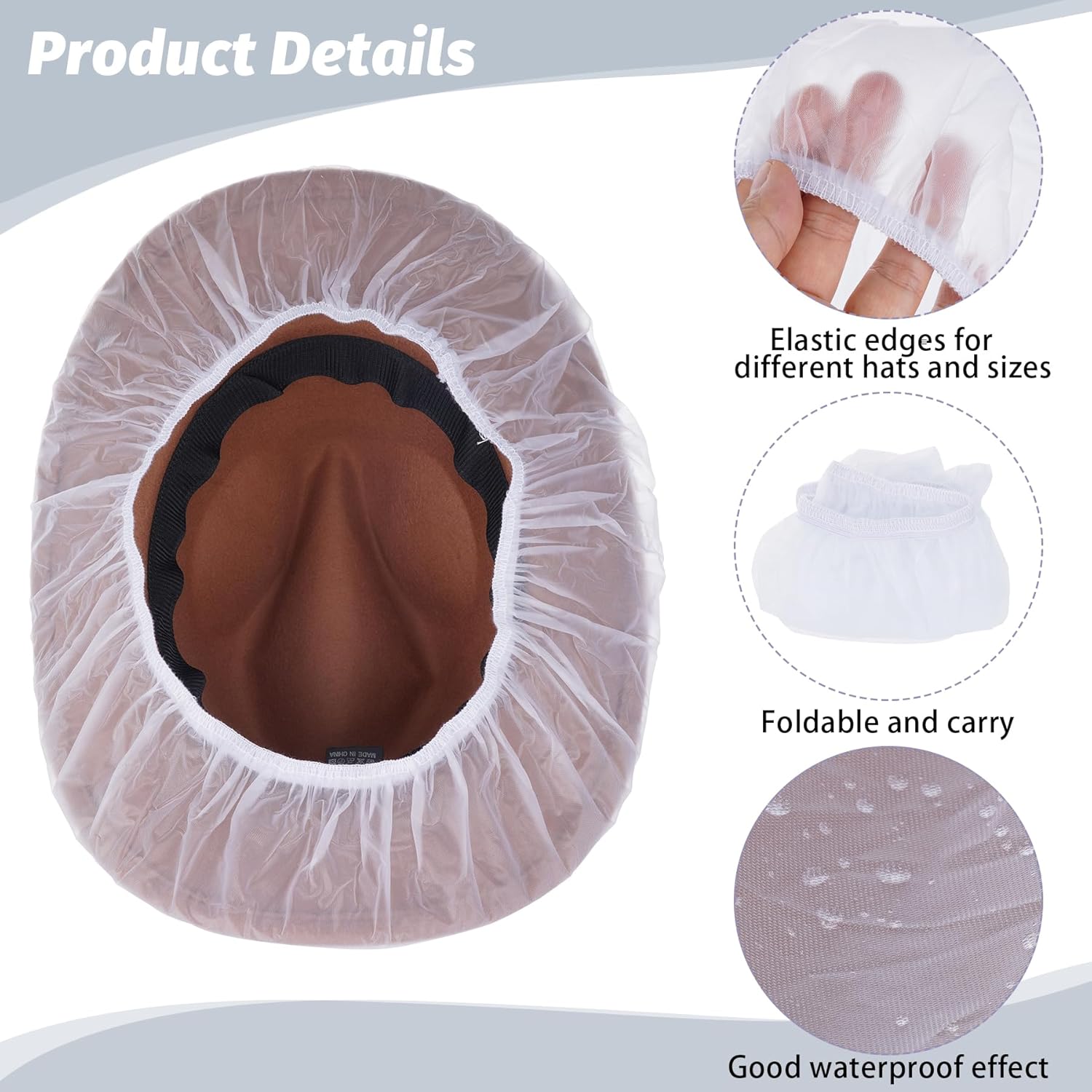 Cowboy Hat Rain Covers Plastic Hat Waterproof Cover for Dust Unisex Travel Cowboy Hat Storage - Image 3