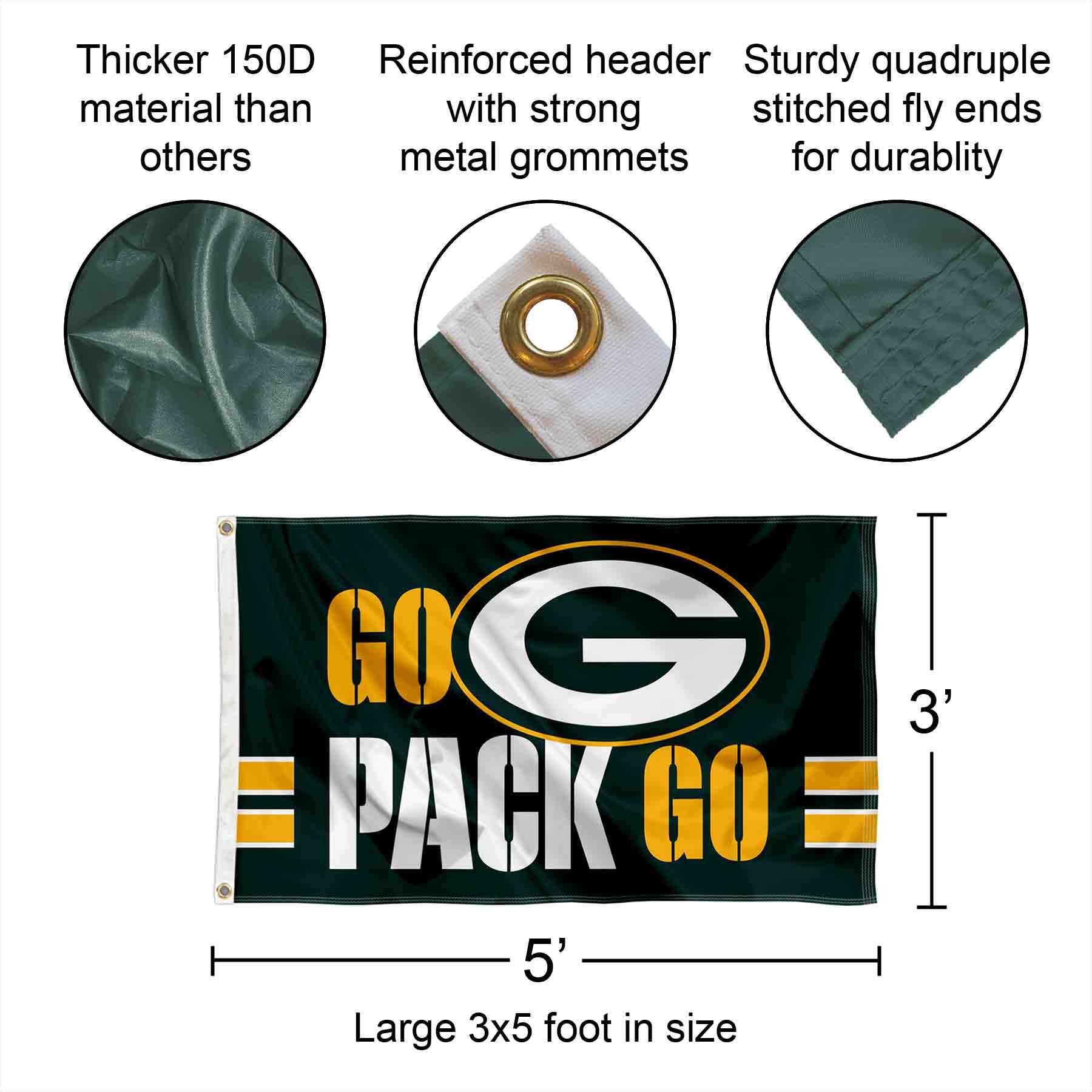 Green Bay Packers Flag, Polyester 3' X 5