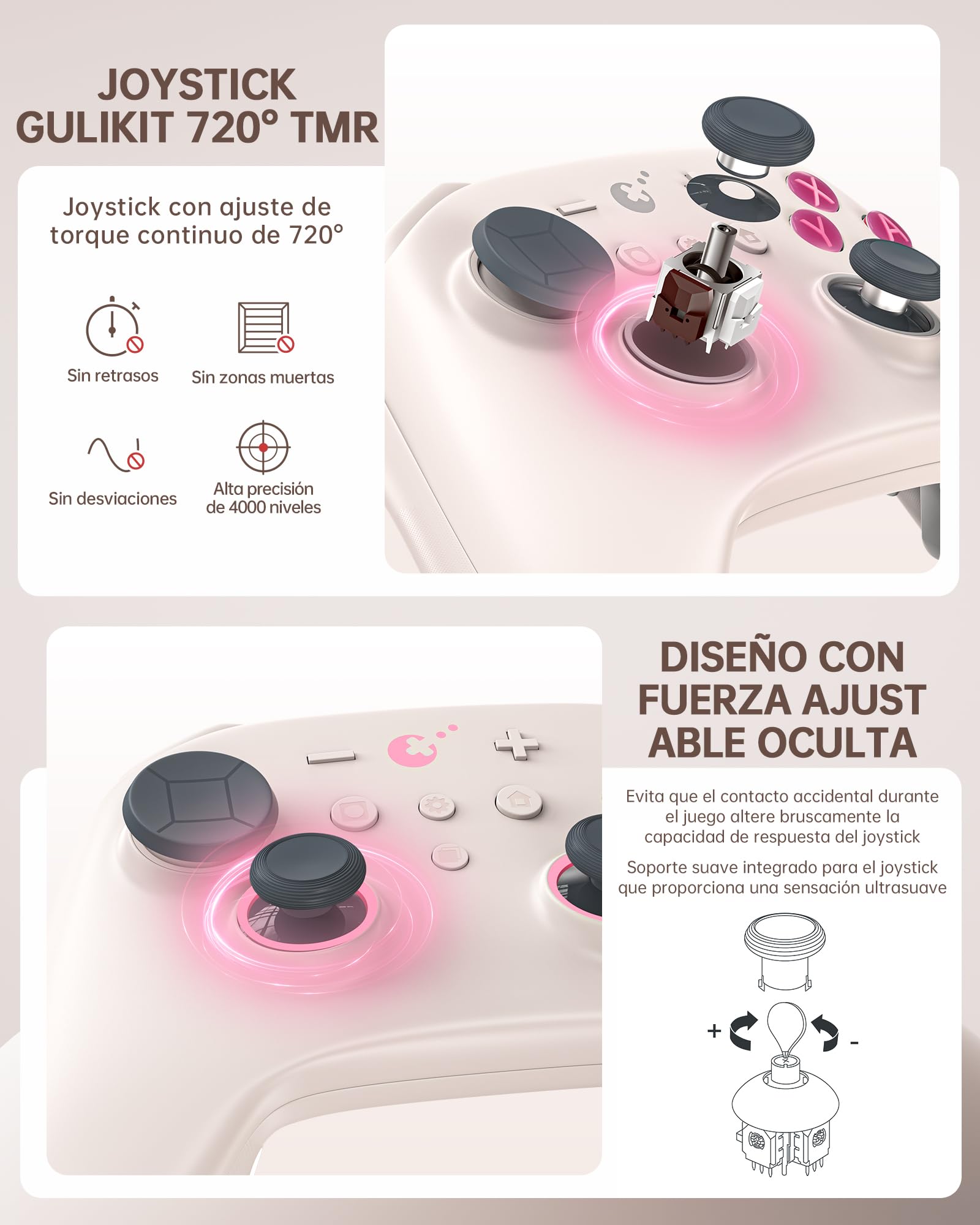 GuliKit TT Pro Wireless Controller for PC, Android, iOS, Switch 1/2, 720ยฐ Adjustable TMR Joystick, with 950mAh Long-Lasting Battery, Switch Wake-Up Function and 4 Detachable Metal Back Buttons-GB - 3