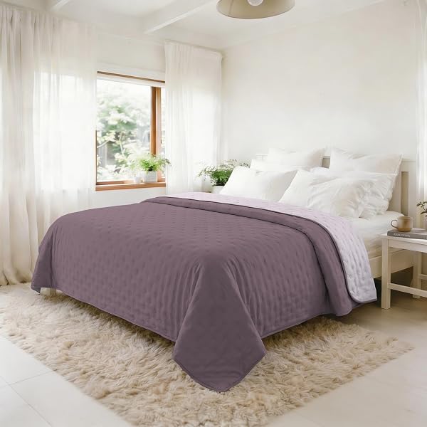 Trapunta Matrimoniale Primaverile in Microfibra, Copriletto Estivo Double Face - Trapuntino 100gr Morbido e Leggero - Coperta Letto Qualità Premium 250x250 cm – ELDERBERRY/ORCHIDEA - 1