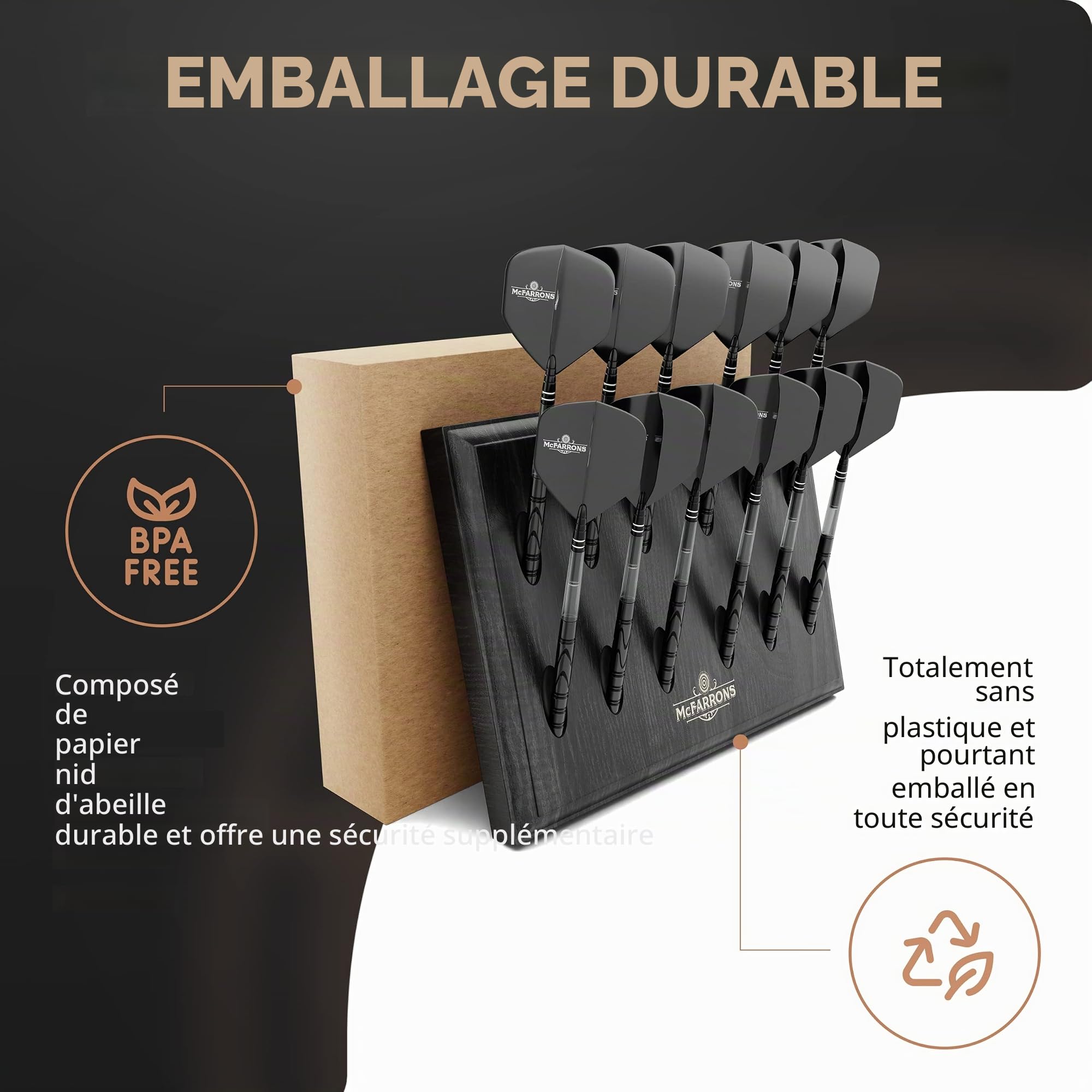 Support de fléchettes en bois pour 12 fléchettes - Rangement mural pratique comme accessoire pour tout type de cible - Convient pour les fléchettes en acier et les fléchettes souples.