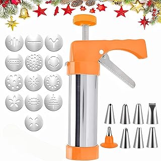 Spritz Cookie Press Gun Kit,13 Cookie Discs+8 Icing Nozzles Perfect for ...