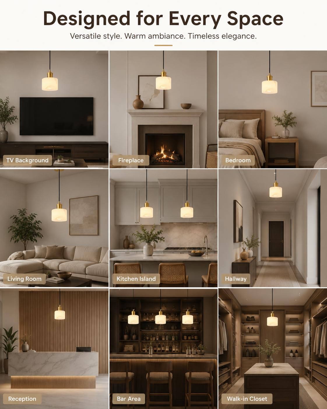 Lampada a sospensione for isola cucina, piccolo lampadario in marmo cablato Illuminazione a moderna artigianale spagnola, lampade a regolabili con cavo UL for sala da pranzo, camera letto, bagno