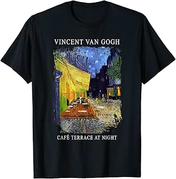 Amazon | ゴッホ 夜のカフェテラス アートワーク Tシャツ | Tシャツ 