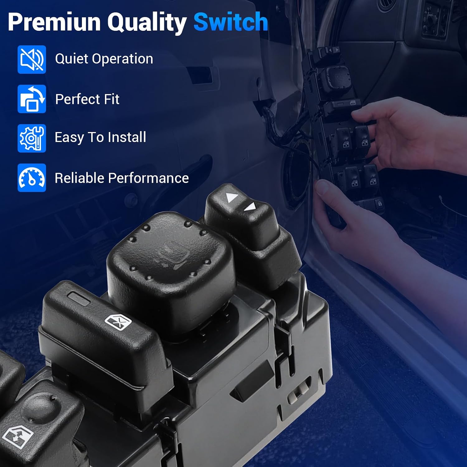 15883429 Master Control Power Window Door Lock Switch for 2003 2004 2005 2006 2007 Hummer H2 Front Driver Side Master Power Window Switch and Door Lock with Folding Mirrors Control