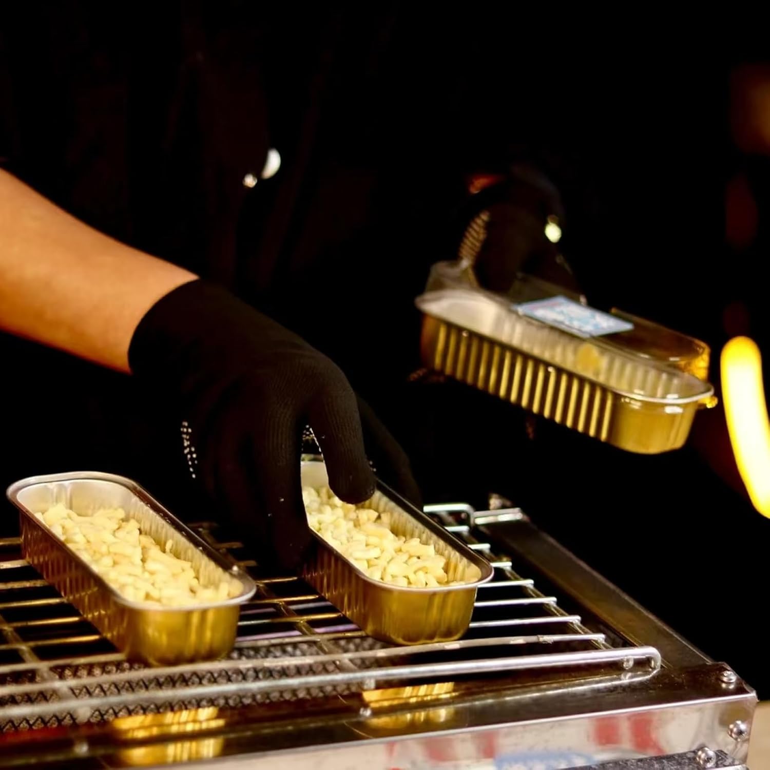 Mini Cake Pans With Lids And Spoons 50 Pack,6.8 oz Rectangle Mini individual Loaf Pans Disposable Aluminum Foil Small Baking Cups Tins (50, gold) - Image 8