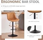 YOUNIKE Bar Stools for Kitchen Island, Tan Swivel Barstools, PU Leather Padded Counter Height Bar Stool, Modern Tall Bar Chairs with Back, Chaise de Bar Tabourets de Comptoir, Set of 2