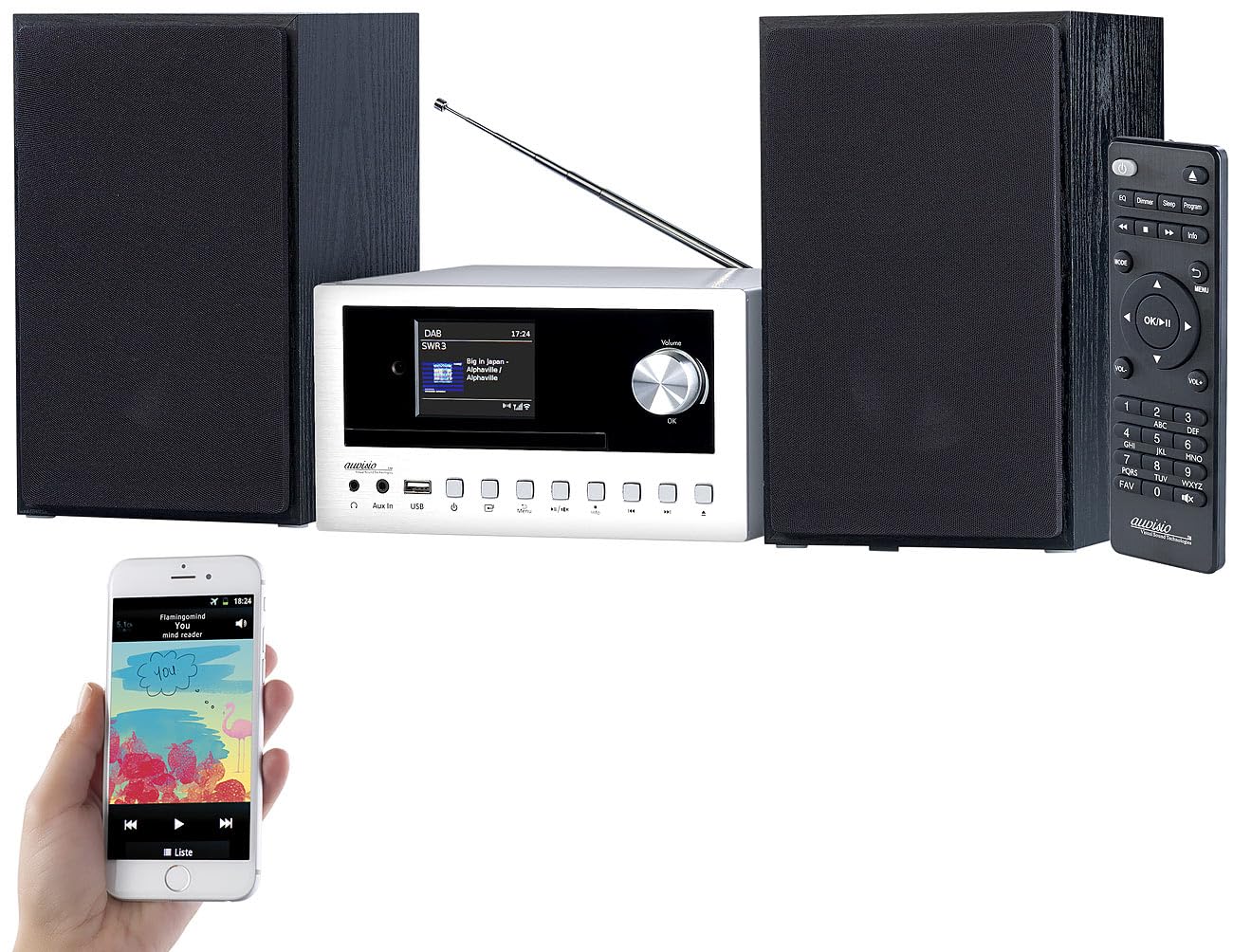 auvisio Microanlage: Micro-Stereoanlage mit Webradio, DAB+, FM, CD, Bluetooth, USB, 100 W (Kompaktanlage, DAB Anlagen, Web)