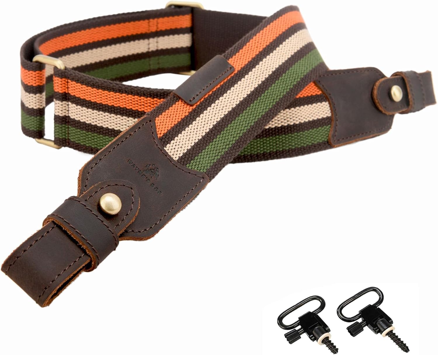 Tas Trost Handmade Leather Cotton Rifle Sling, 2" Wide Padded Shotgun Shoulder Strap Adjustable Gun Sling Fits 1" Swivels for Hunting Shooting