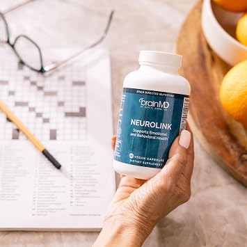BRAINMD Dr Amen NeuroLink - 180 Capsules - Promotes Optimal Brain Function, Focus & Concentration - Gluten Free - 45 Servings