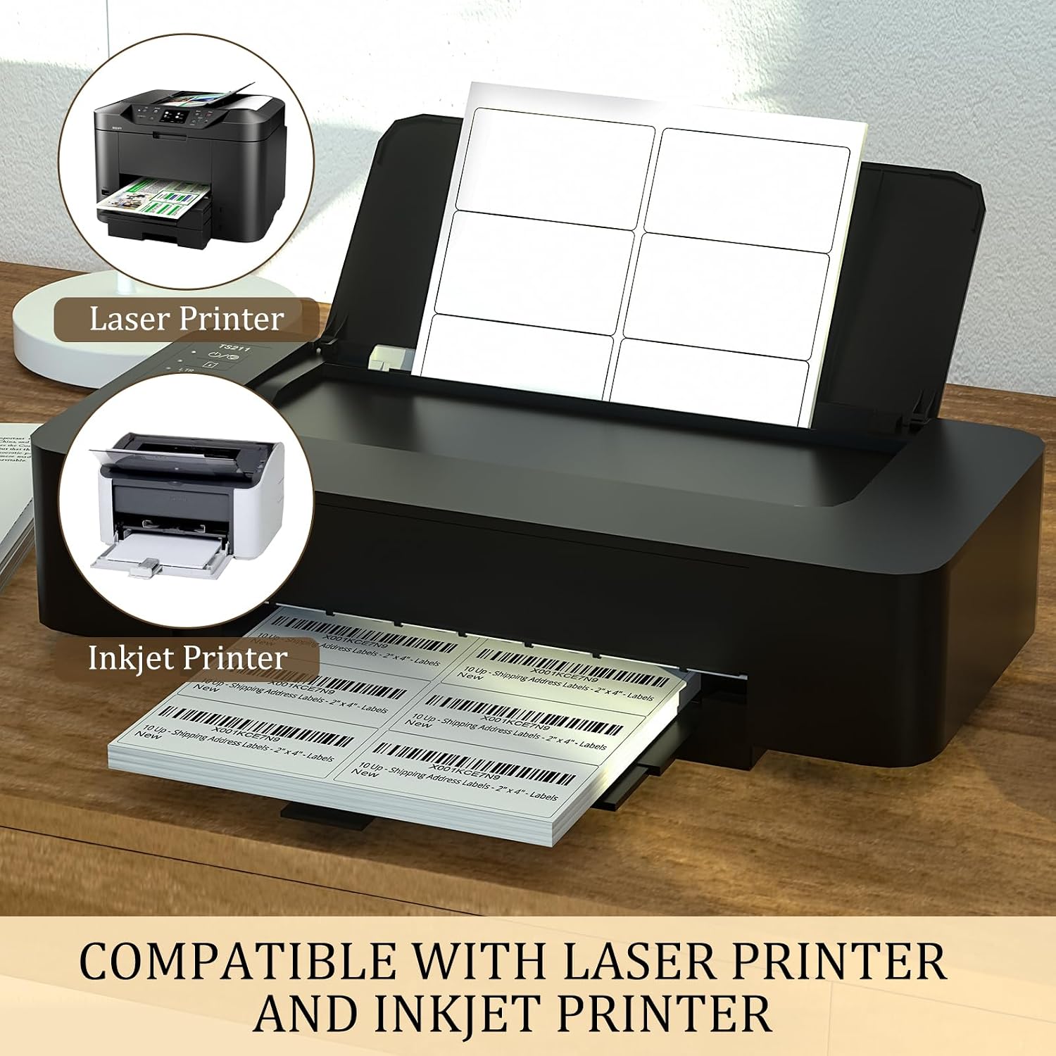 FungLam 2x4 Shipping Address Labels for Laser & Inkjet Printers, 300 Printable White Sticker Labels, 10 per Page Mailing Labels, Permanent Adhesive (30 Sheets, 300 Labels) image 3