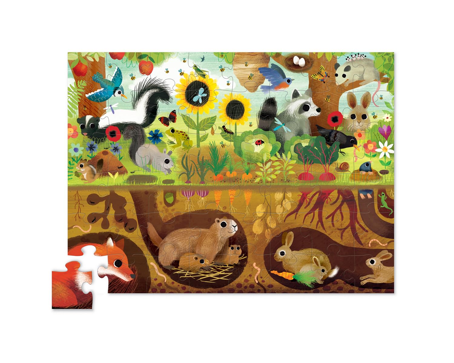 Bertoy 3876002 klasyczne puzzle powyżej i poniżej w pudełku, podwórko, 48 sztuk