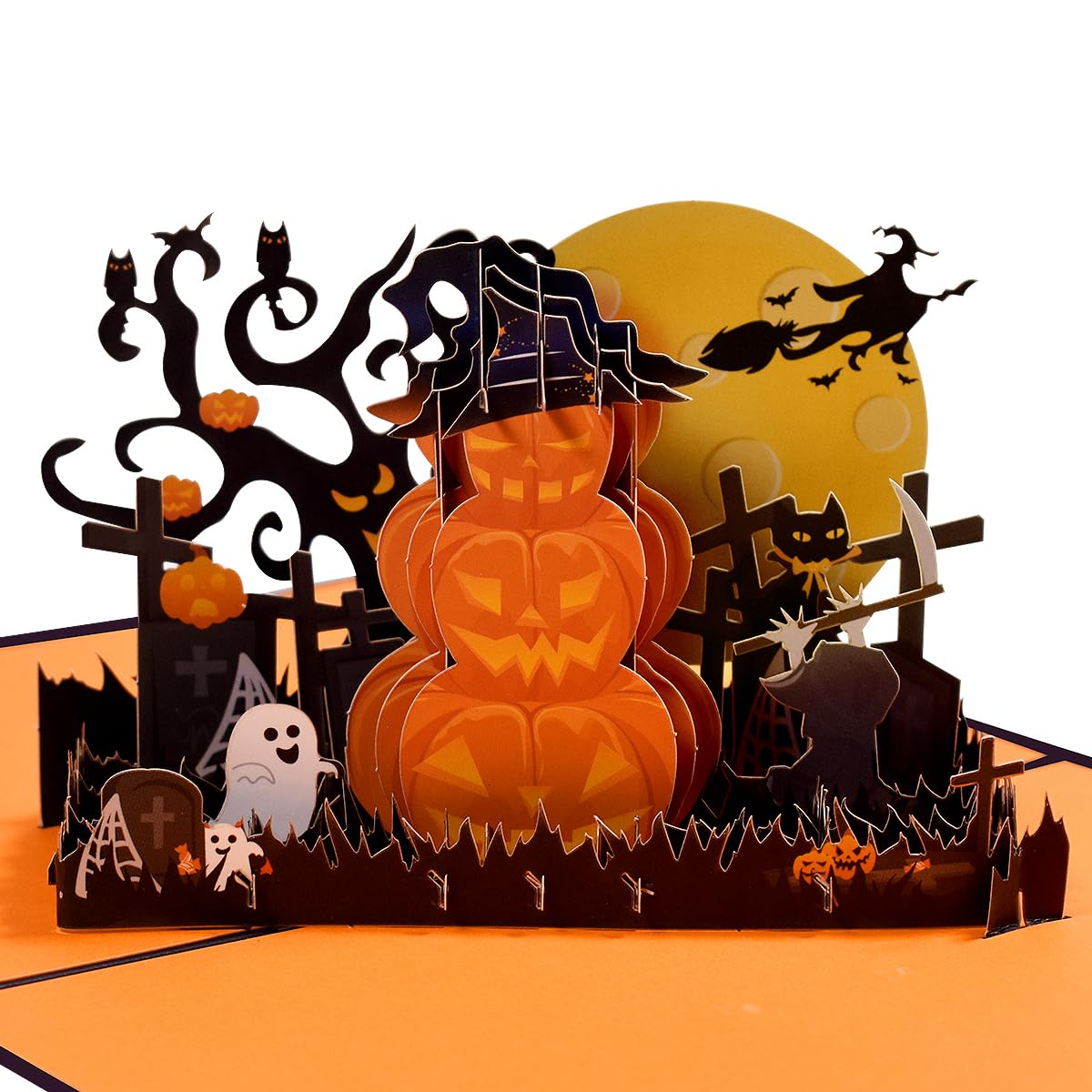 CNLITIHEKA Spook Pumpkin Halloween Cards, Pop Up Halloween Cards, Pumpkin Card, 3D Halloween Greeting Cards for Kids Family