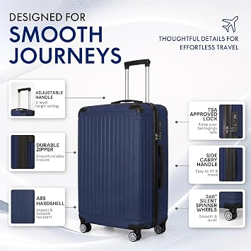 Luggage Sets 3 Piece Hardshell 8 Spinner Wheels & TSA Lock