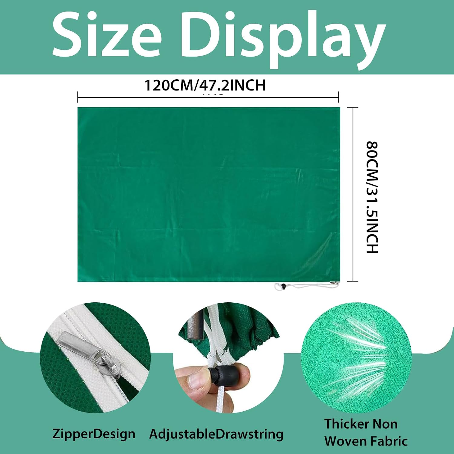 4 Pack Winter Plant Covers Freeze Protection Bag,Non-Woven Breathable Plant Covers ，Shrub Against Cold Protecting Bags for Outdoor Plants Frost Tree Covers with Zipper Drawstring (Green 47.2IN*31.5IN)