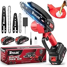 Mini Chainsaw,6 & 4 inch Electric Chainsaws Cordless Battery Powered, One-Hand Portable Handheld Saw for Trees Trimming Wood Cutting,Chain Saw Gift for Men Dad Husband Women (Red-2 Battery)