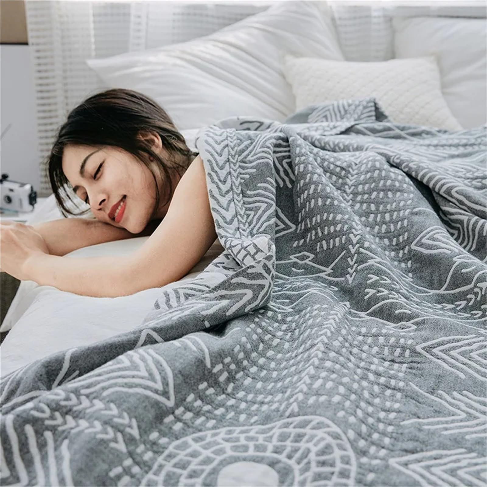 LPACXBYD Muslin Throw Blanket Cotton Three-layer Gauze Pure Towel Summer Blanket Office Nap CoverBlanket Bed Cover(Yellow,1PC 150x200cm)
