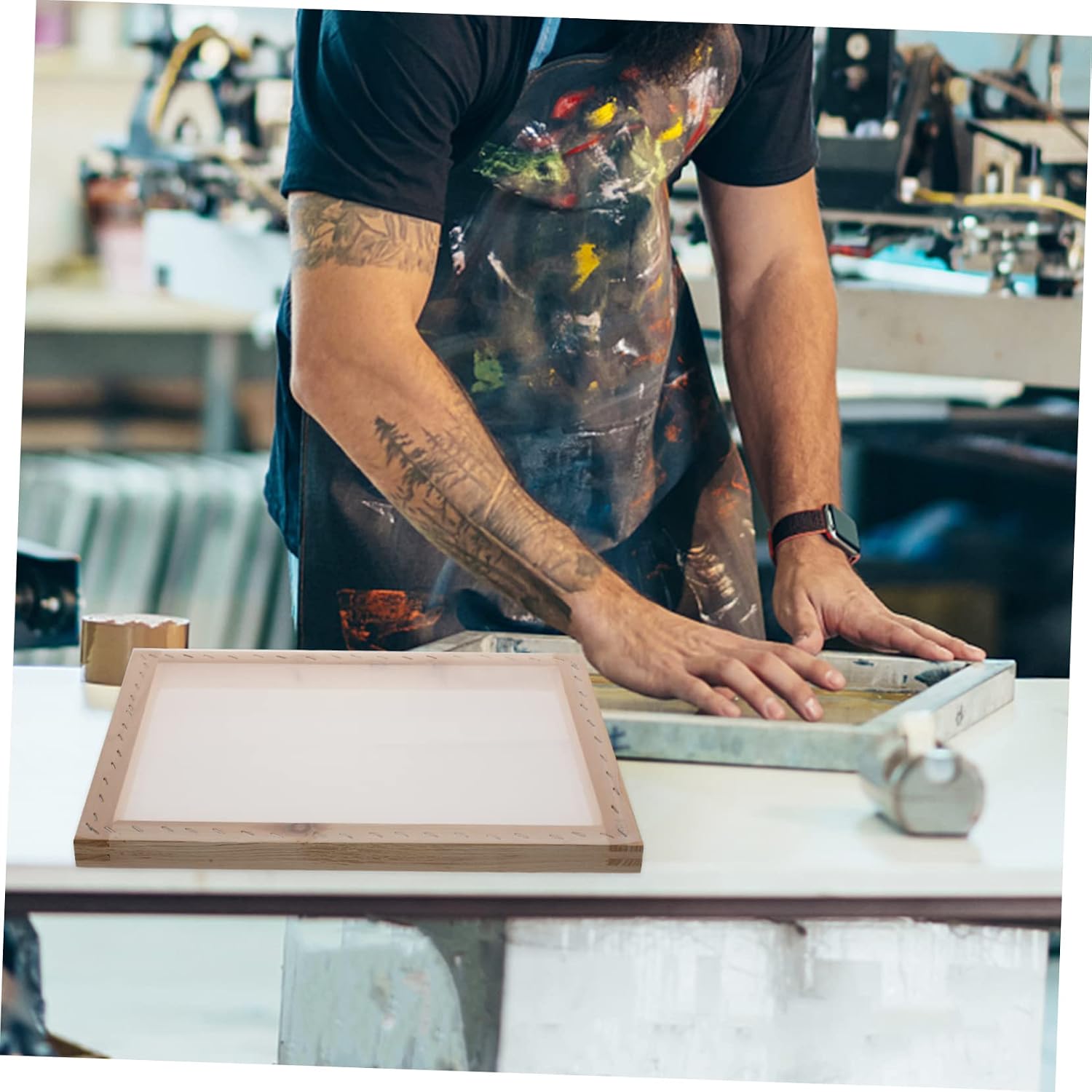 OHPHCALL Wooden Frame DIY Printing Kit Mesh Screen 25x35in Inner Diameter Perfect for All Ages