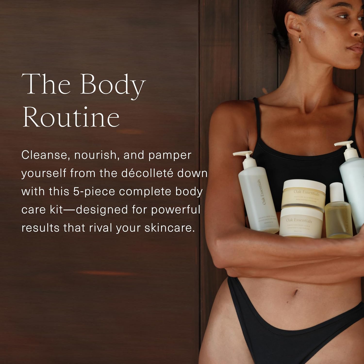 Oak Essentials The Body Routine Set | 5-Step Spa Kit with Blue Tansy Body Lotion, Body Oil, Wash, Scrub & Balm for Hydrated Skin - Image 2