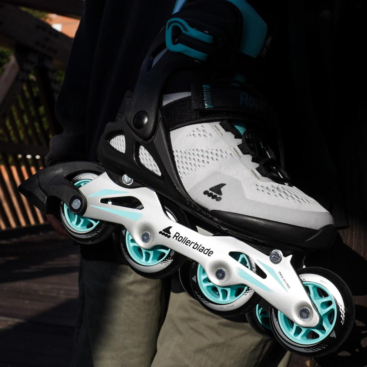 Rollerblade MACROBLADE 80 W, Inline-Skates für Damen, Fitness Inliner, Grau/Teal Blau