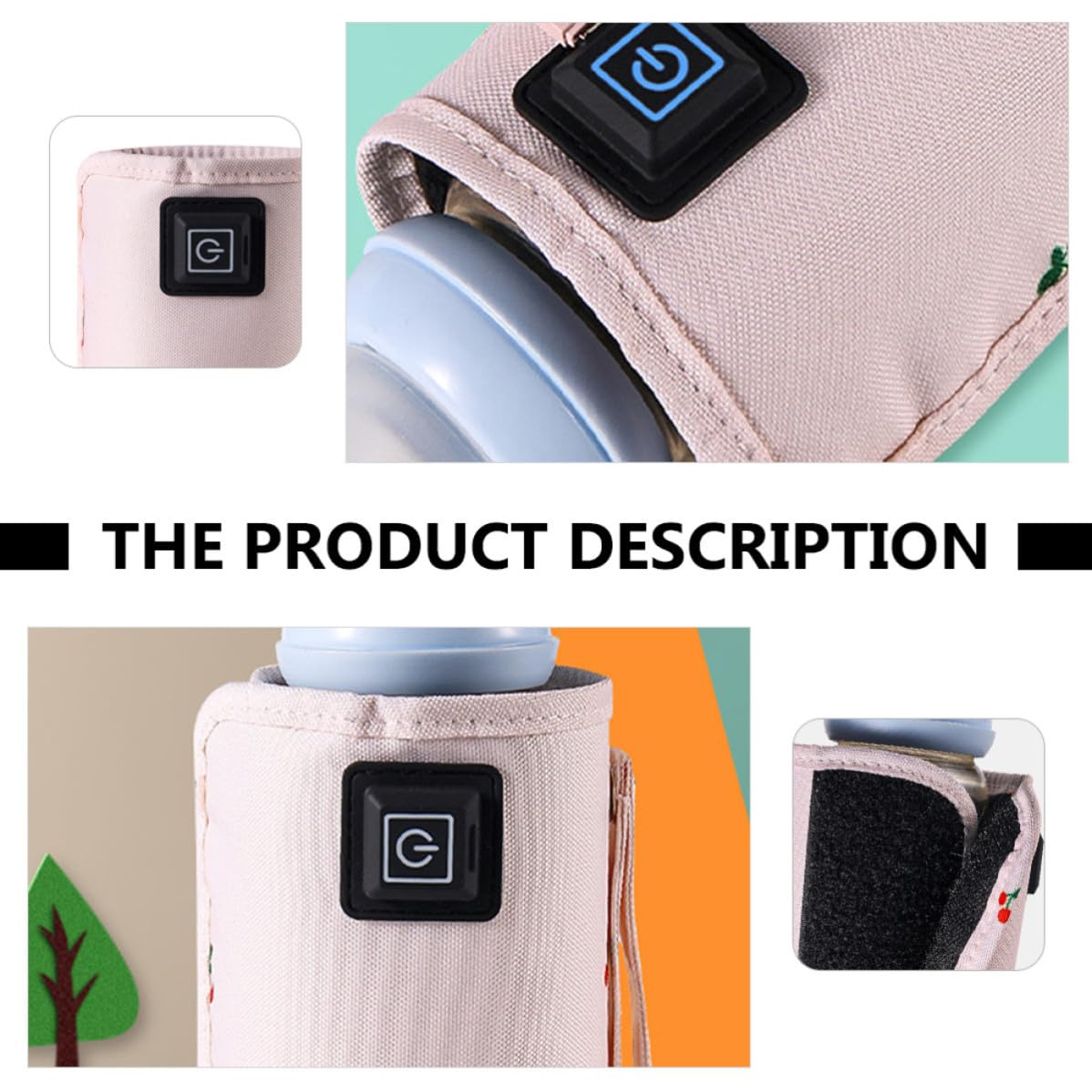Portable Bottle Warmer Bag with USB Power Supply, Sturdy Fiber Material, Creative Design for Charging Plug and Portable Power Bank Use, for Keeping Bottles Warm Random Color
